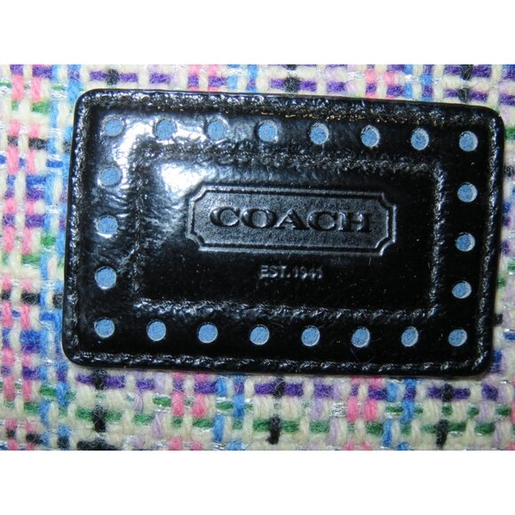 Coach 2011 Gallery Herringbone Tweed & Patent Leather tote in Pink, Blue & Black - Picture 12 of 14